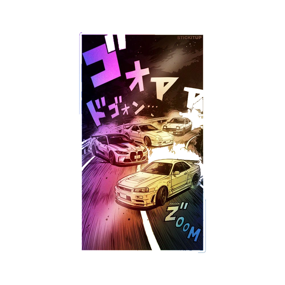 Anime Girl Car Drift Holographic Stickers